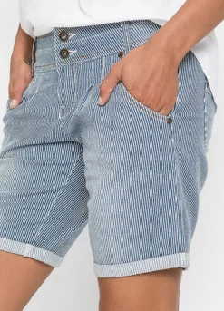 Striped Denim Shorts -Mesh Sleeve Shop Striped Denim Shorts935293FRSP W02