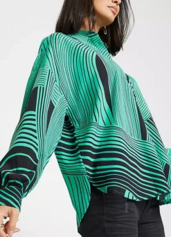 Stripy Blouse -Mesh Sleeve Shop Stripy Blouse966826FRSP W03