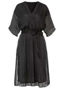 Stripy Chiffon Dress -Mesh Sleeve Shop Stripy Chiffon Dress950895FRSC