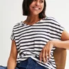 Stripy Linen T-Shirt -Mesh Sleeve Shop Stripy Linen T Shirt956561FRSP