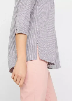 Stripy V-Neck Tunic -Mesh Sleeve Shop Stripy V Neck Tunic945421FRSP W03