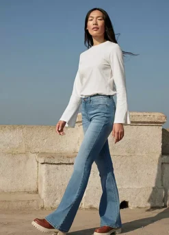 Super Soft Flared Jeans -Mesh Sleeve Shop Super Soft Flared Jeans978532FRSL