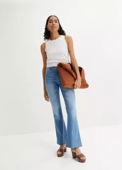 Super Soft Flared Jeans -Mesh Sleeve Shop Super Soft Flared Jeans978532FRSP W01