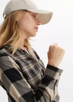 Sustainable Check Long Sleeve Blouse -Mesh Sleeve Shop Sustainable Check Long Sleeve Blouse946990FRSP W03