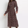 Sustainable Floral Print Midi Dress -Mesh Sleeve Shop Sustainable Floral Print Midi Dress974111FRSP