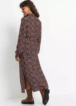 Sustainable Floral Print Midi Dress -Mesh Sleeve Shop Sustainable Floral Print Midi Dress974111FRSP W01