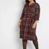 Tartan Shirt Dress -Mesh Sleeve Shop Tartan Shirt Dress939595FRSB