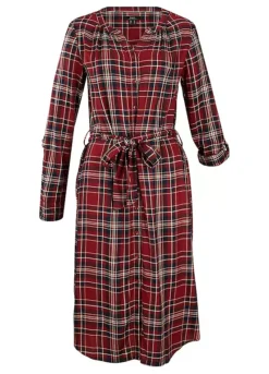Tartan Shirt Dress -Mesh Sleeve Shop Tartan Shirt Dress939595FRSC