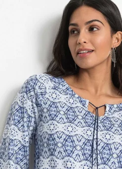 Tassel Tie Tunic -Mesh Sleeve Shop Tassel Tie Tunic958379FRSP W03