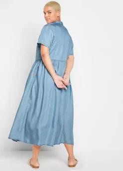 Tencel Midi Dress -Mesh Sleeve Shop Tencel Midi Dress968658FRSB W01