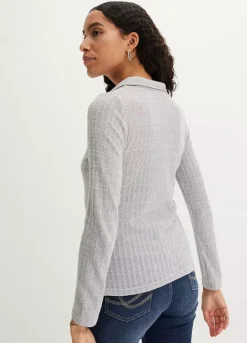 Textured Jersey Blouse -Mesh Sleeve Shop Textured Jersey Blouse947328FRSP W01