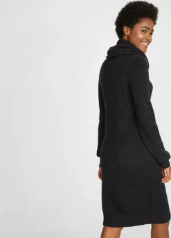 Textured Knitted Dress -Mesh Sleeve Shop Textured Knitted Dress941887FRSP W01