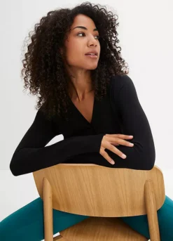 V-Neck Cotton Top -Mesh Sleeve Shop V Neck Cotton Top971691FRSP W02