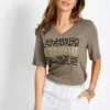 V-Neck Glitter Print T-Shirt