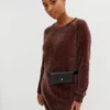 Velvet Chenille Oversize Jumper Dress -Mesh Sleeve Shop Velvet Chenille Oversize Jumper Dress934922FRSP