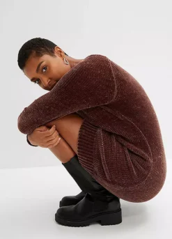 Velvet Chenille Oversize Jumper Dress -Mesh Sleeve Shop Velvet Chenille Oversize Jumper Dress934922FRSP W01