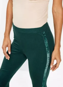 Velvet Piped Leggings -Mesh Sleeve Shop Velvet Piped Leggings949608FRSP W02
