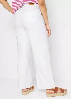 Wide Leg Denim Jeans -Mesh Sleeve Shop Wide Leg Denim Jeans948322FRSB W01