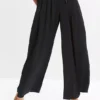 Wide Leg Satin Culottes -Mesh Sleeve Shop Wide Leg Satin Culottes945435FRSP