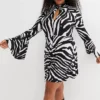 Zebra Stripe Dress -Mesh Sleeve Shop Zebra Stripe Dress930879FRSB