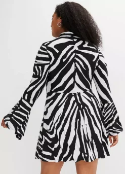 Zebra Stripe Dress -Mesh Sleeve Shop Zebra Stripe Dress930879FRSB W01