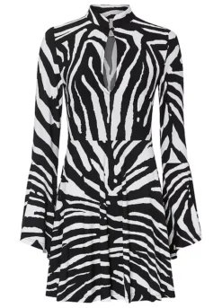 Zebra Stripe Dress -Mesh Sleeve Shop Zebra Stripe Dress930879FRSC