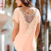 Bonprix Crochet Back T-Shirt -Mesh Sleeve Shop bonprix Crochet Back T Shirt932327FRSP