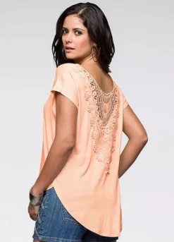 Bonprix Crochet Back T-Shirt -Mesh Sleeve Shop bonprix Crochet Back T Shirt932327FRSP W01