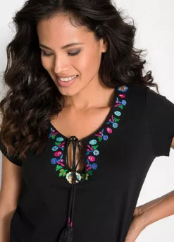 Bonprix Embroidered Tunic Dress -Mesh Sleeve Shop bonprix Embroidered Tunic Dress914260FRSP W02