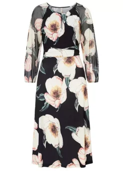 Bonprix Floral Midi Dress -Mesh Sleeve Shop bonprix Floral Midi Dress927634FRSC