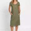 Bonprix Linen Blend Dress -Mesh Sleeve Shop bonprix Linen Blend Dress959341FRSP