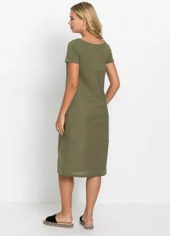 Bonprix Linen Blend Dress -Mesh Sleeve Shop bonprix Linen Blend Dress959341FRSP W01