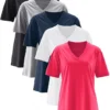 Bonprix Pack Of 5 Essential V-Neck T-Shirts -Mesh Sleeve Shop bonprix Pack of 5 Essential V Neck T Shirts920494FRSC
